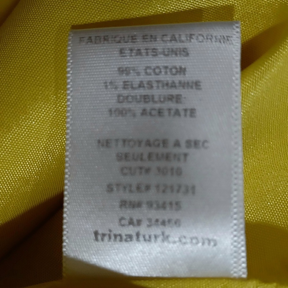 Trina Turk Yellow Textured Bow Neck Cutout Sheath Dress Size 0 Keyhole‎ Back - Picture 13 of 14